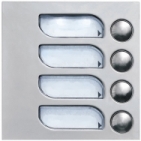 Tlačítka domácí telefony TESLA 4+n čtyři vyzváněcí tlačítka barva nerez inox.