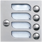 Tlačítka domácí telefony 2-BUS čtyři vyzváněcí tlačítka zámek barva nerez inox.