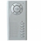 Domovní telefon DT 42 TESLA 2-BUS interkom, regulace hlasitosti vyzvánění a hovoru, signalizační LED, barva stříbrná.