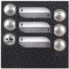 Tlačítka domácí telefony TESLA 4+n pět vyzváněcích tlačítek zámek barva antika stříbrná.