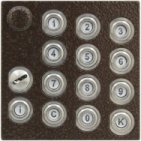 Číselnice tlačítková domácí telefony 2-BUS funkční a programovací tlačítka zámek barva antika měděná.